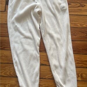 ALO Yoga White Ribbed Joggers